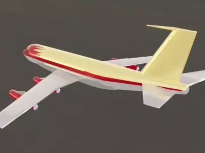 Fictional Quad Engine 1950s Jetliner B 367-80 Inspired Low-poly 3D model
