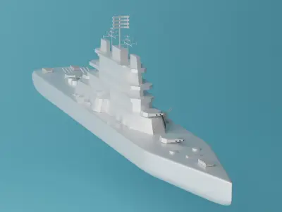 Cartoon Battleship Low-poly 3D model purchase