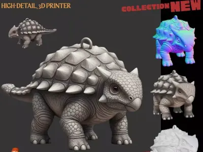 Cute Armored Ankylosaurus 3D Printable Dinosaur Keychain Model 3D print model