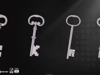 20 Traditional key Low-poly 3D model