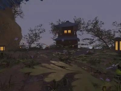 Mountain Village At Dusk 3D model buy