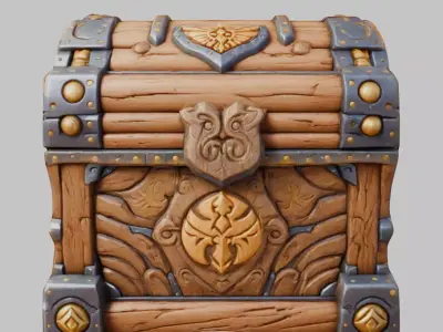 Stylized Treasure Chest Low-poly 3D model