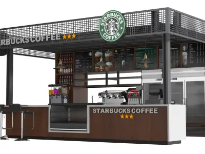 Detailed Starbucks Kiosk 3D model
