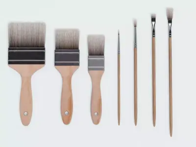 Paint Brush Set - 7 Painting Tools 3D model