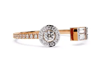 Antique Round And Baguette Diamond Ring For Her 3D print model