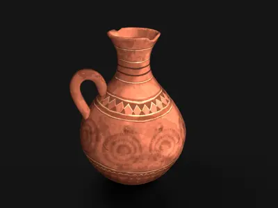 Hanpainted african stylized Vase Jug Low-poly 3D model