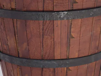 Wooden Bucket rusted Low-poly 3D model
