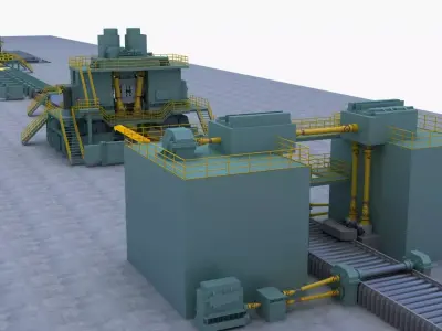 Metal Sheet Cutting And Rolling Mill 3D model