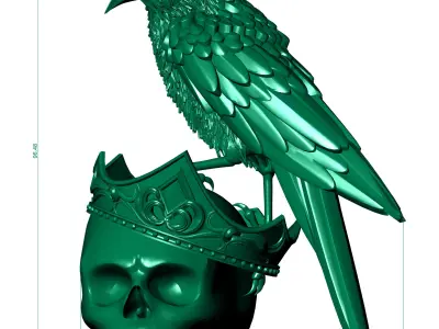 skull  crown bird 3D print model