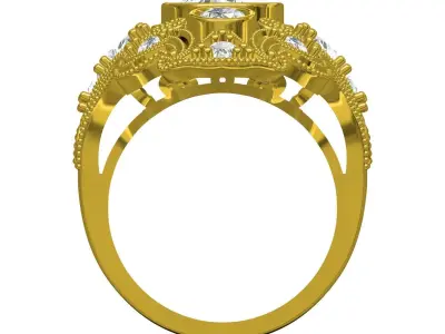 Antique Art Deco Style Engagement Ring 3D print model purchase