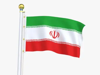 IranFlagStandPoleAnimated 3D model