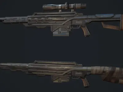 Whisp rifle Low-poly 3D model