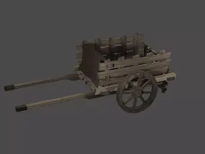Medieval Wagon Hand Cart - low poly realistic Low-poly 3D model