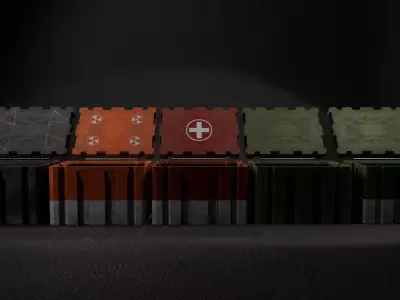 Military Crates Bundle Wooden and Metal 3D model
