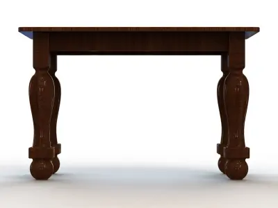 Wooden Rectangular Antique Table 3D model