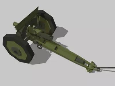 76-mm-gun military cannon Low-poly 3D model