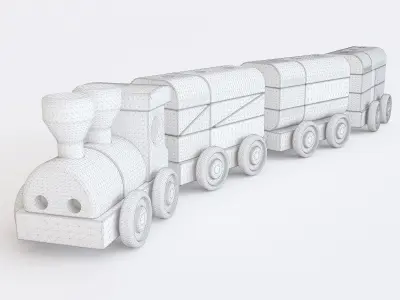 Wooden toy train color 02 3D model