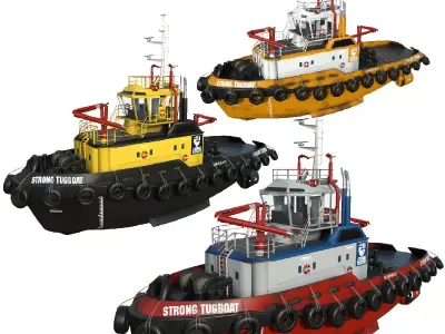 collection Tugboats 30m  Low-poly 3D model
