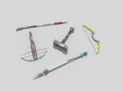 5 low poly fantasy weapons pack 1 Low-poly 3D model