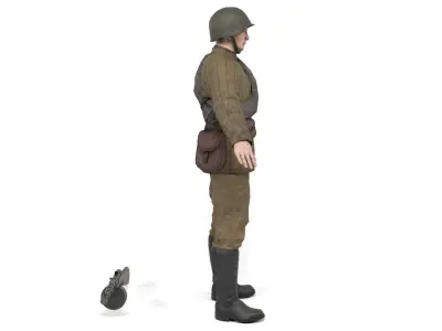 Soviet soldier 3 Low-poly 3D model