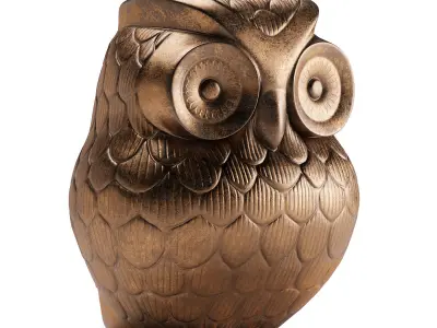 Indian metal  figurine of owl 3D model