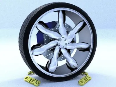 ORTAS CAR RIM 66 GAME READY RIM TIRE AND DISC 3D model