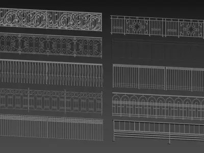 Wrought iron railing 3D model shop