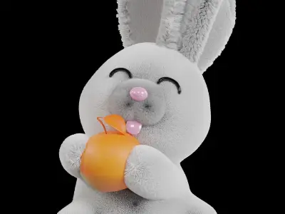 Rabbit eating oranges Couple 3D model  Low-poly 3D model