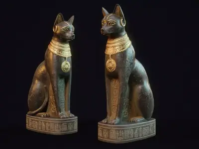 Bastet Statue - Ancient Egyptian Cat Goddess Low-poly 3D model