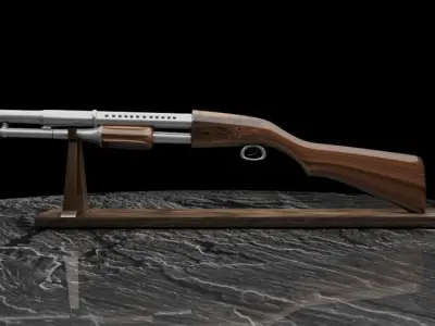 Low poly Shotgun Low-poly 3D model get