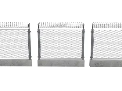 Barbed Wire Fence Low-poly 3D model purchase