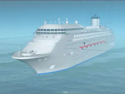 Animated Ship with Ocean 3D model