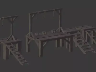 Set of Gallows Low-poly 3D model