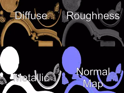 Antique Brass Compass model pack Low-poly 3D model