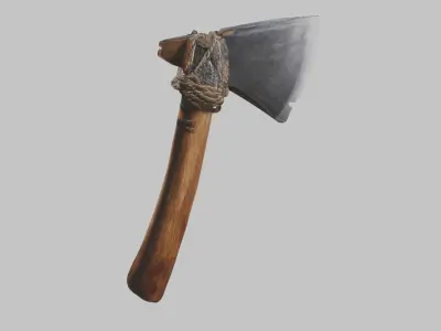 Damaged Stone Axe Low-poly 3D model