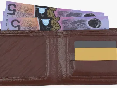 Australia 5 Dollar Wallet Money Purse 3D model