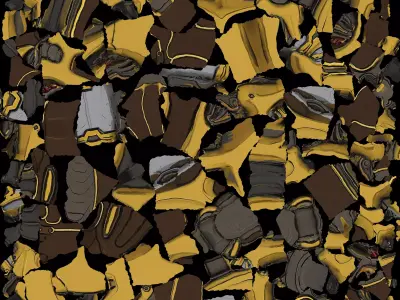 Futuristic Yellow Gun 3D model 5