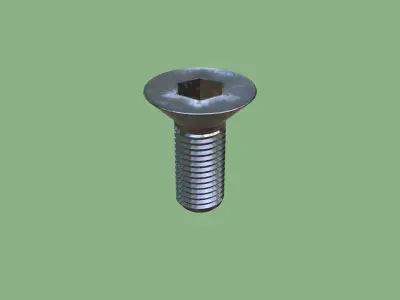 Steel Stained M6 Bolt Allen Counter Sink PBR 4K 3D model