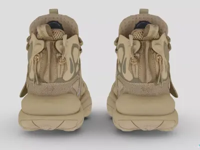 Cyberpunk fashion army military boots sneaker Low-poly 3D model