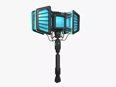 SciFi War Hammer A01 Black Blue - Sci Fi Weapon Design Low-poly 3D model