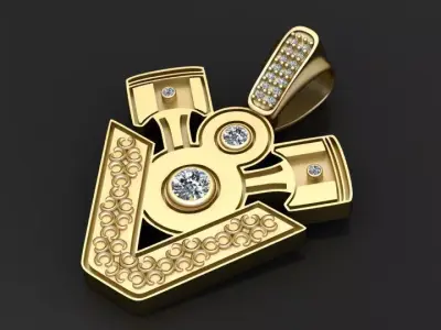 Golden V8 Pendant 3D print model purchase