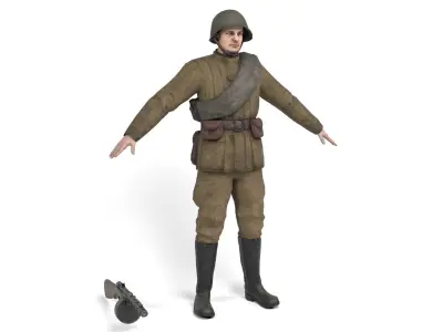 Soviet soldier 3 Low-poly 3D model