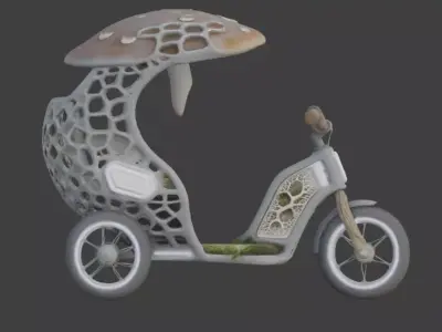 Bio-Hybrid Mushroom Cap Trike Low-poly 3D model