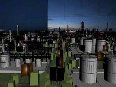 Industrial chemical plant oil refinery factory buildings 3D model
