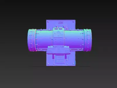 Industrial Sci-Fi Wall Mounted Pipeline Pipe - PBR Low Poly Low-poly 3D model