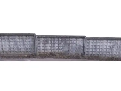 Concrete fence scan 4 Low-poly 3D model