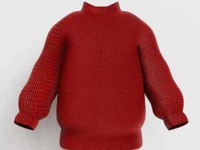 Sweater Long Sleeve Round High Neck Loose Warm Low-poly 3D model