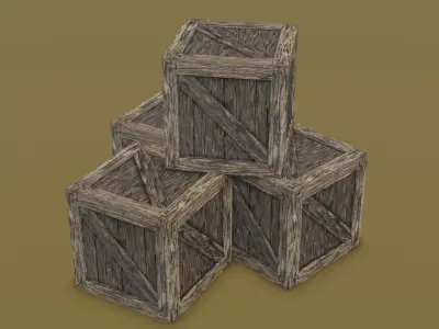 Wooden Box - Game Ready Low Poly PBR - 3D Model Low-poly 3D model