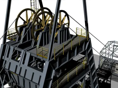 Complete underground mine installation 3D model