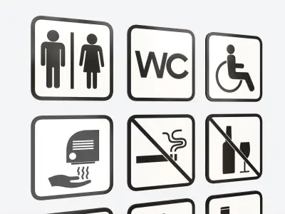 Public Spaces Warning Square Sign Set 3D model